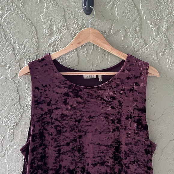 Logo by Lori Goldstein Women's Size XL Purple Panne Velvet Lace Hem Tank Top - Picture 3 of 11